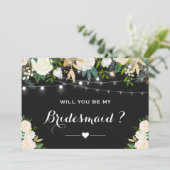 Zal je mijn Bridesmaid Waterverf Ivory Floral zijn Kaart (Staand voorkant)