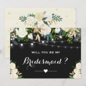Zal je mijn Bridesmaid Waterverf Ivory Floral zijn Kaart (Voorkant / Achterkant)