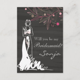 Zal je mijn Bridesmaid zijn - Bride en Flowers Kaart