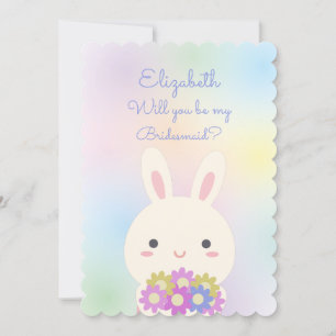 Zal je mijn Bridesmaid zijn? Bunny Floral Pastel? Kaart