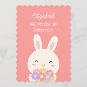 Zal je mijn bridesmaid zijn die Bunny Flowers Roze Kaart