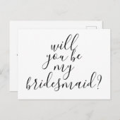 Zal je mijn Bridesmaid zijn, eenvoudige moderne ti Uitnodiging Briefkaart (Voorkant / Achterkant)