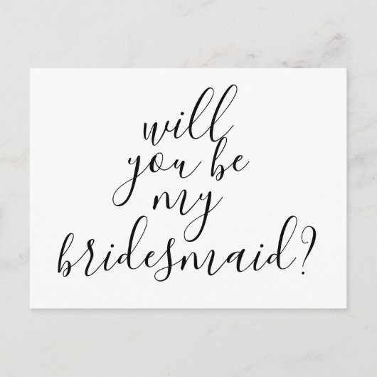Zal je mijn Bridesmaid zijn, eenvoudige moderne ti Uitnodiging Briefkaart (Voorkant)