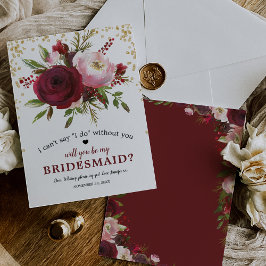 Zal je mijn Bridesmaid zijn? | Rustic Burgundy Blu Kaart