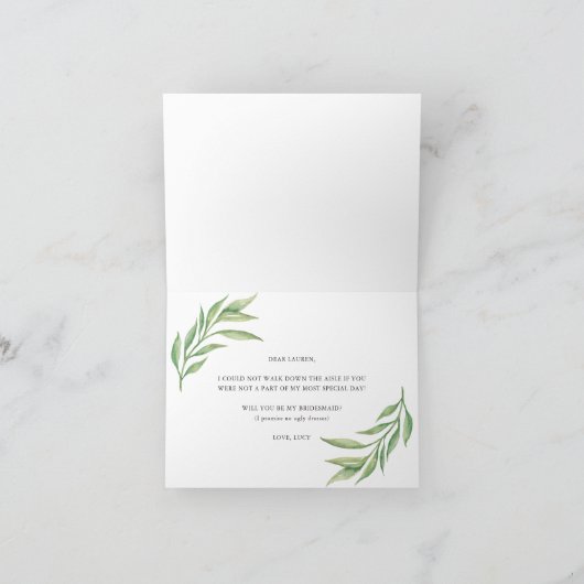 Zal je mijn bridesmaïde botanische bladeren zijn? (Binnen)