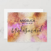 Zal je mijn bruidbruine gouden roze hemel zijn? uitnodiging briefkaart (Voorkant / Achterkant)