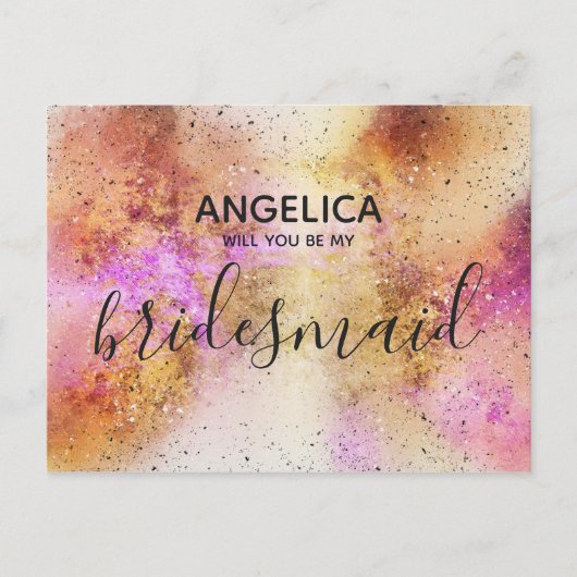 Zal je mijn bruidbruine gouden roze hemel zijn? uitnodiging briefkaart (Voorkant)