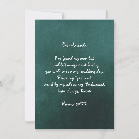 Zal je mijn bruidbruine goudglitter Cali Green zij Kaart (Achterkant)