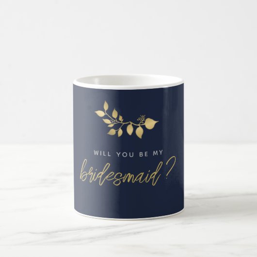 Zal je mijn bruidmaid zijn, modern Eenvoudig Navy Koffiemok (Center)