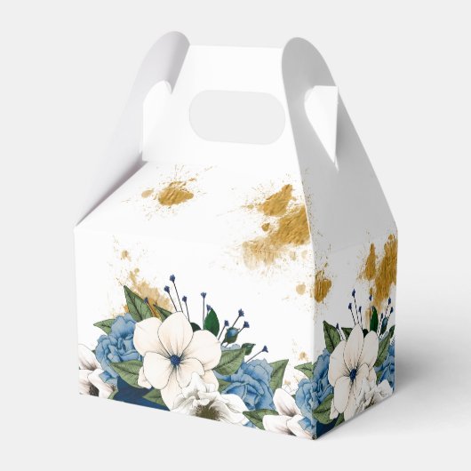 Zal je mijn bruidsblauw-Floral-gouddstof zijn? Bedankdoosjes (Achterkant)