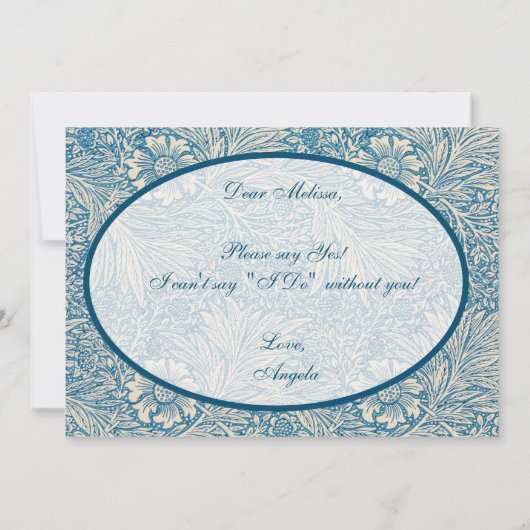 Zal je mijn bruidsmeisje voorstel blauwe bloem zij kaart (Achterkant)