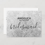Zal je mijn bruidsmeisje White Wood board mdf Uitnodiging Briefkaart (Voorkant / Achterkant)