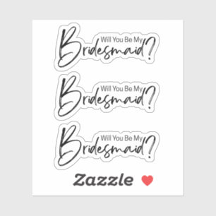 Zal je mijn bruidsmeisje zijn elegante zwarte stic sticker