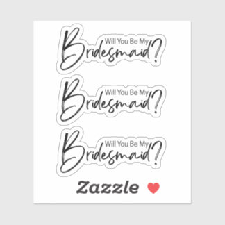 Zal je mijn bruidsmeisje zijn elegante zwarte stic sticker