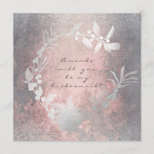 Zal je mijn bruidsmeisje zijn, grijze roze kreeft? kaart