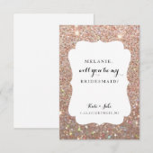 Zal je mijn bruidsmeisje zijn? Wed Day Roos Glitte Kaart (Voorkant / Achterkant)