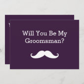 Zal je mijn Groomsman White Mustache uitnodiging z (Voorkant / Achterkant)