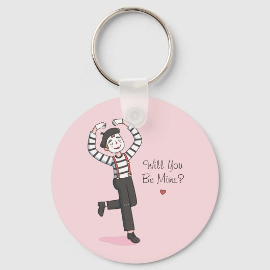 Zal je mijn mime zijn, grappige liefdesverklaring sleutelhanger (Voorkant)