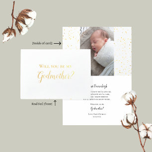 Zal je mijn peetmoeder Baby fotovoorstel Folie Kaarten