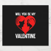 Zal je mijn Valentijn-02 zijn? Sparkling Wijnetiket (Enkel label)