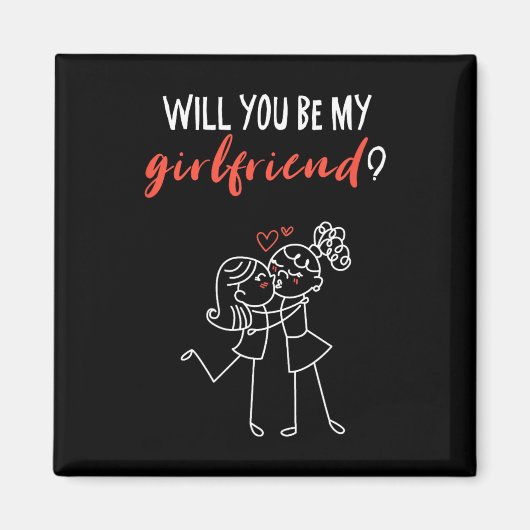 Zal je mijn Vriendin zijn Ik hou van je Valentin Magneet (Voorkant)