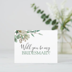 Zal jij mijn Bridesmaid Magnolia Eucalyptus zijn? Aankondigingskaart