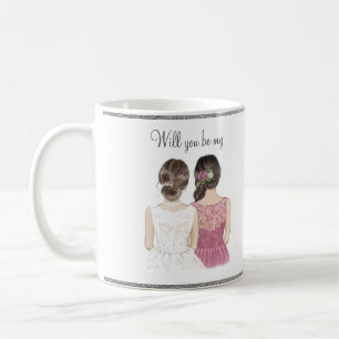 Zal Jij Mijn Bruidsmeisje Zijn Aquarel Koffiemok