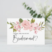 Zal Jij Mijn Bruidsmeisje Zijn Roze Rozen Bloem (Staand voorkant)