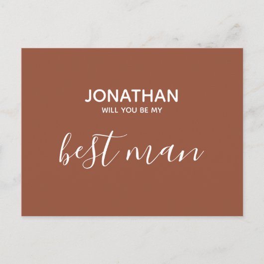 Zal jij mijn getuige zijn, eenvoudig terracotta ui uitnodiging briefkaart (Voorkant)