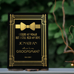 Zal jij mijn Groomsman zijn?   Grote Gatsby Grooms Kaart