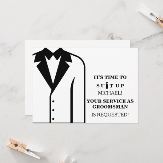Zal jij mijn Groomsman zijn? Kaart (Voorkant / Achterkant in situ)