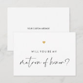 Zal jij mijn matron Script Gold Heart zijn? Kaart (Voorkant / Achterkant)