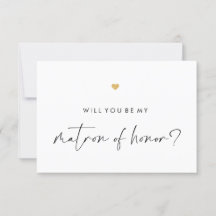 Zal jij mijn matron Script Gold Heart zijn?