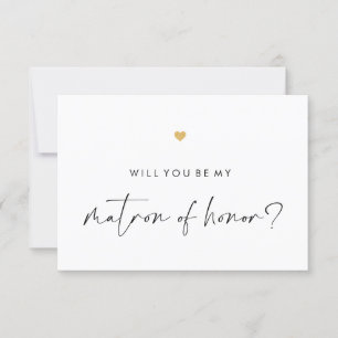 Zal jij mijn matron Script Gold Heart zijn? Kaart