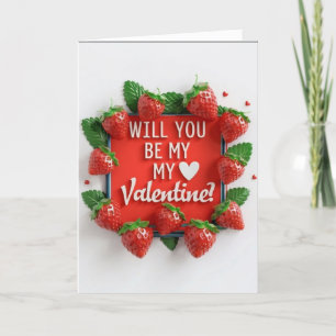 Zal jij mijn Valentijn juicystrawbery liefdeskaart Bedankkaart