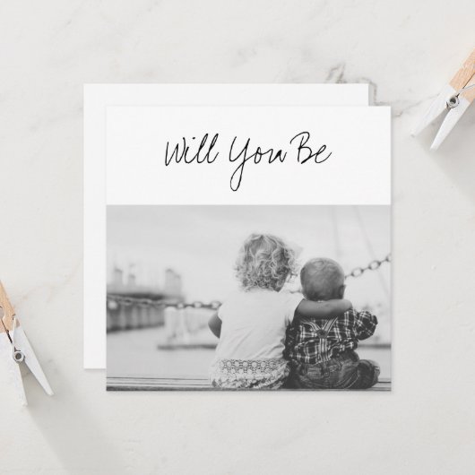 Zal jij onze GodOuders zijn, Baby en foto's siblin Kaart (Voorkant / Achterkant in situ)