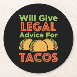Zal juridisch advies geven voor Tacos Advocaat Ronde Kartonnen Onderzetter