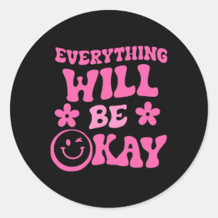 Zal ok retro groovy mentale gezondheid bewustzijn ronde sticker