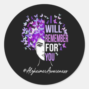 Zal onthouden voor u Alzheimerheimer Awareness doo Ronde Sticker