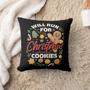 Zal rennen voor kerstkoekjes Funny Running Xmas Kussen