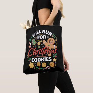 Zal rennen voor Kerstkoekjes Grappig rennen Xmas Draagtas