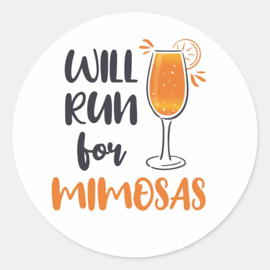Zal voor Mimosas lopen Ronde Sticker (Voorkant)