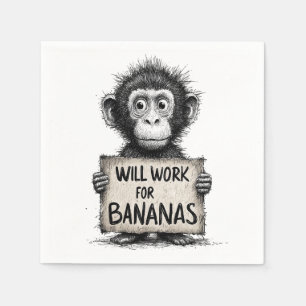 Zal werken voor bananen - Humorous Monkey Sketch Servet