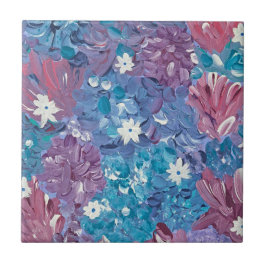 Zalige Blue Floral keramische Tegel Tegeltje