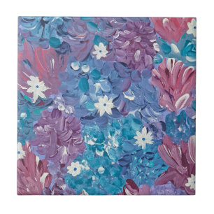 Zalige Blue Floral keramische Tegel Tegeltje