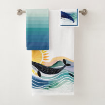 Zalige golven & walvissen handdoek set