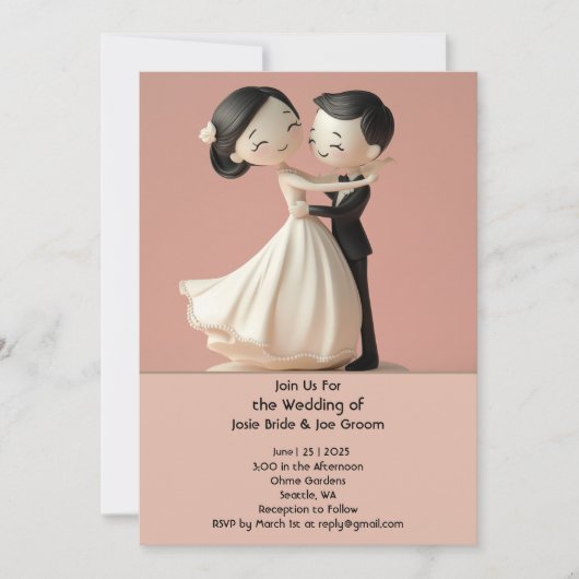 Zalige liefde bruiloft uitnodiging (Voorkant)