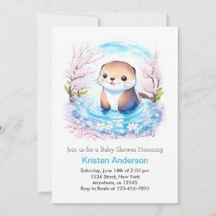 Zalige Otter Waterverf Paradise Boy Baby shower Kaart