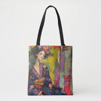 Zalige vrouw in Kimono Draagtas