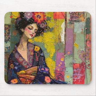 Zalige vrouw in Kimono Muismat